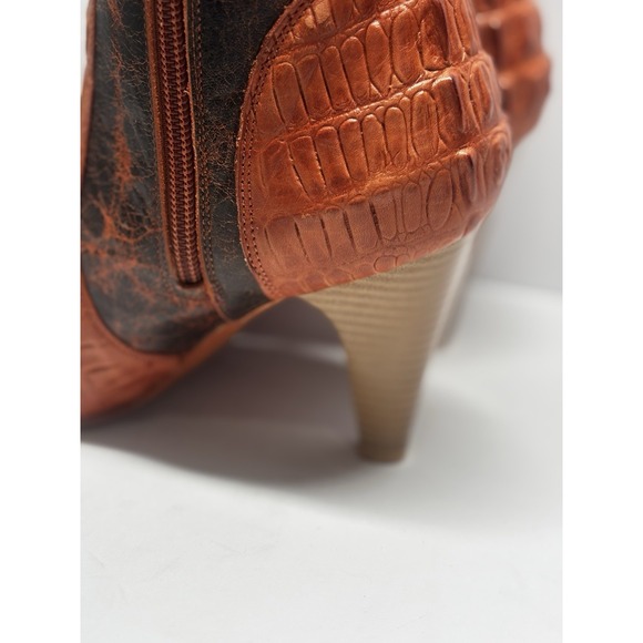 Carrilleras Boots Crocodile 7 Embossed Embroidered Pointed‎ Toe Cowgirl Heels - Picture 13 of 16